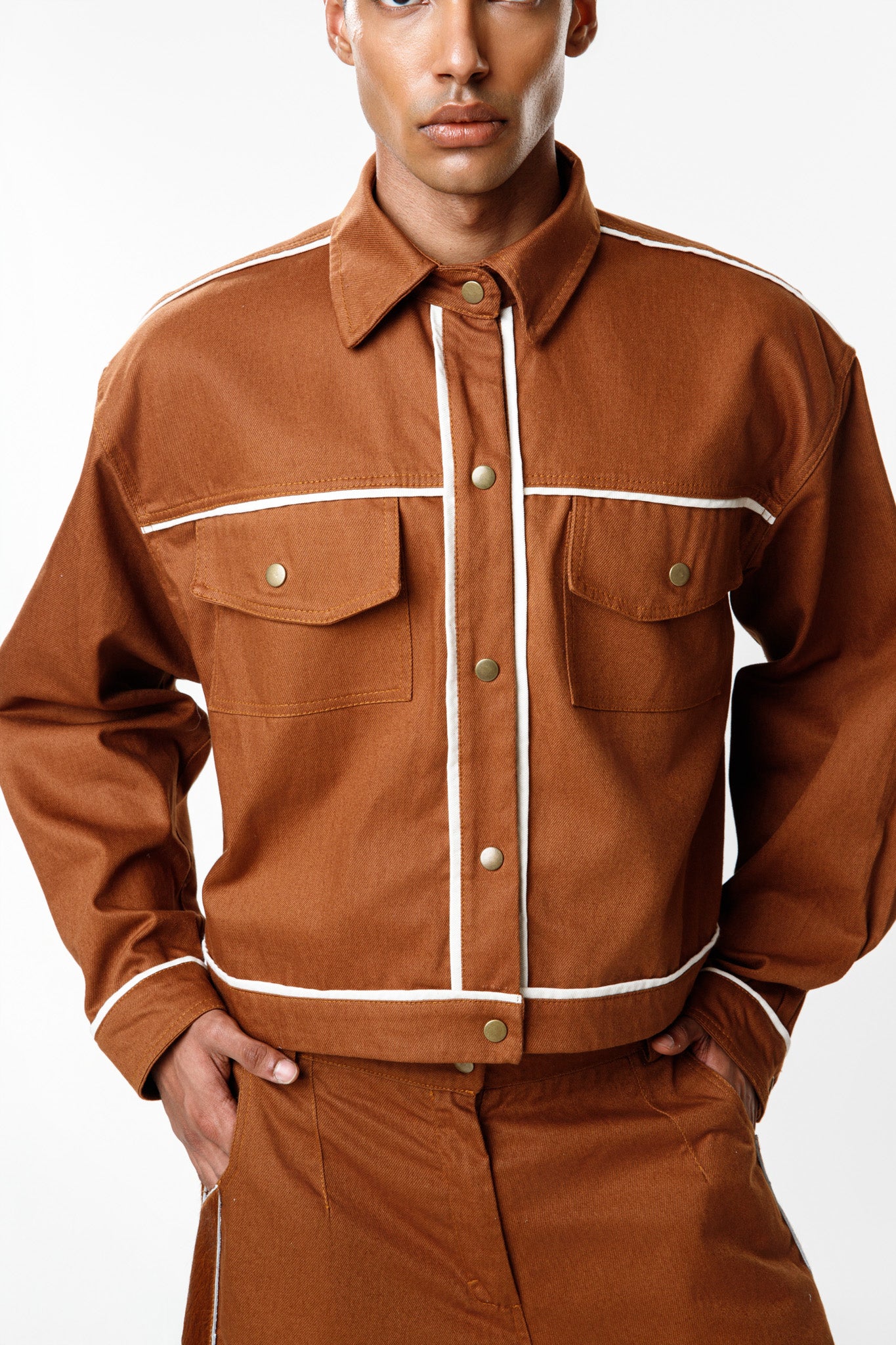 Jaqueta Jeans Marrom