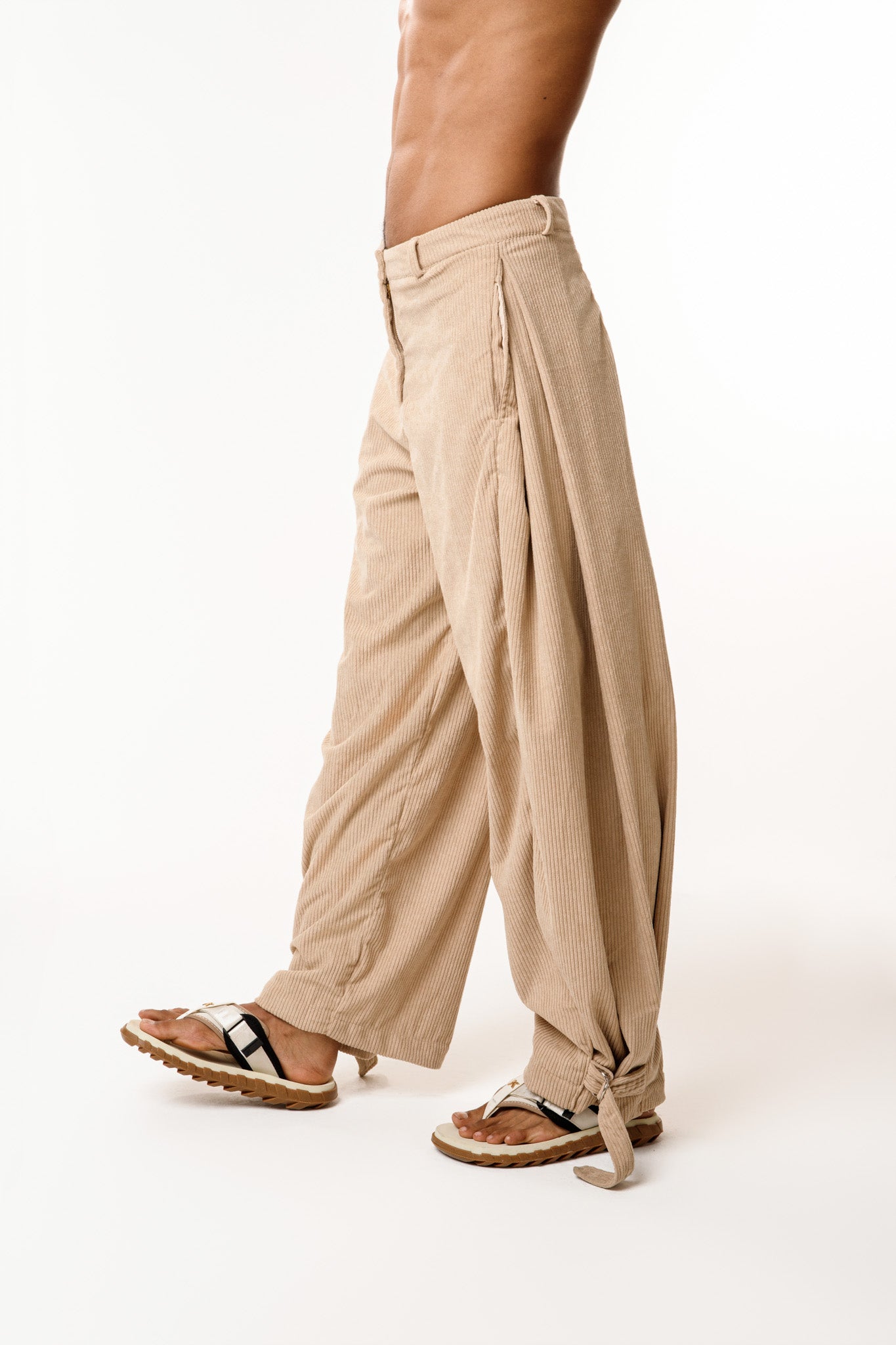 Beige Velvet Pants