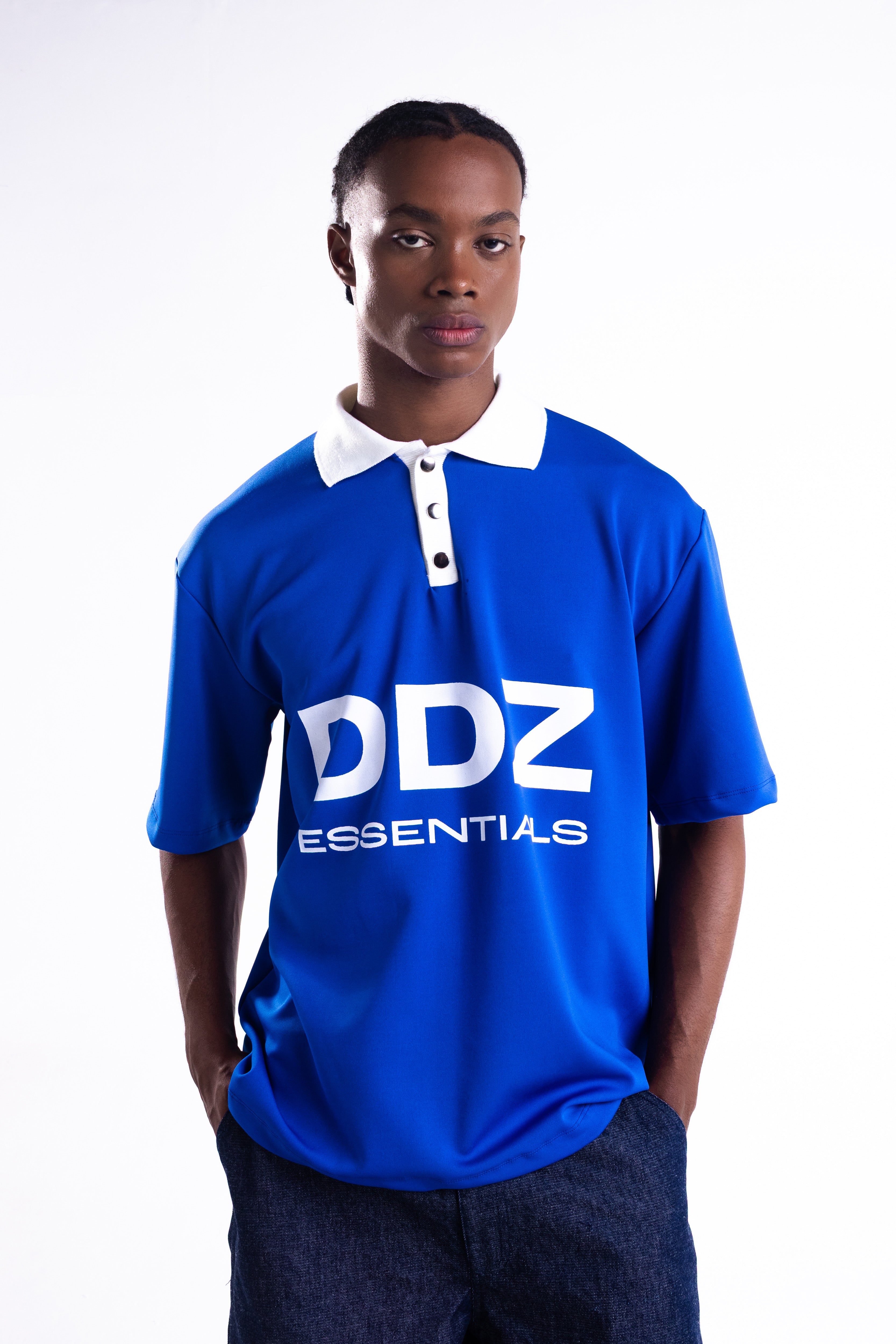 Camisa Brasiliana Azul com branco