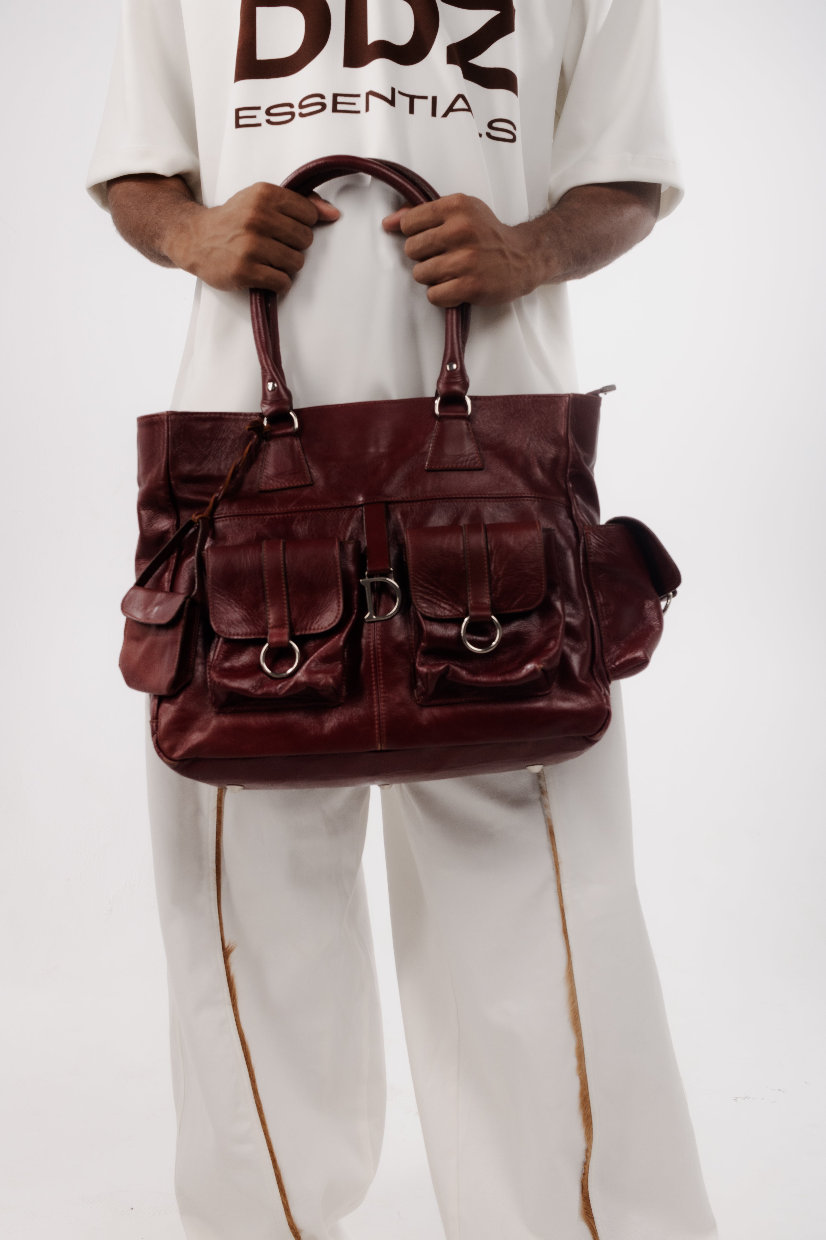 BOLSA CARGO COURO VERMELHO