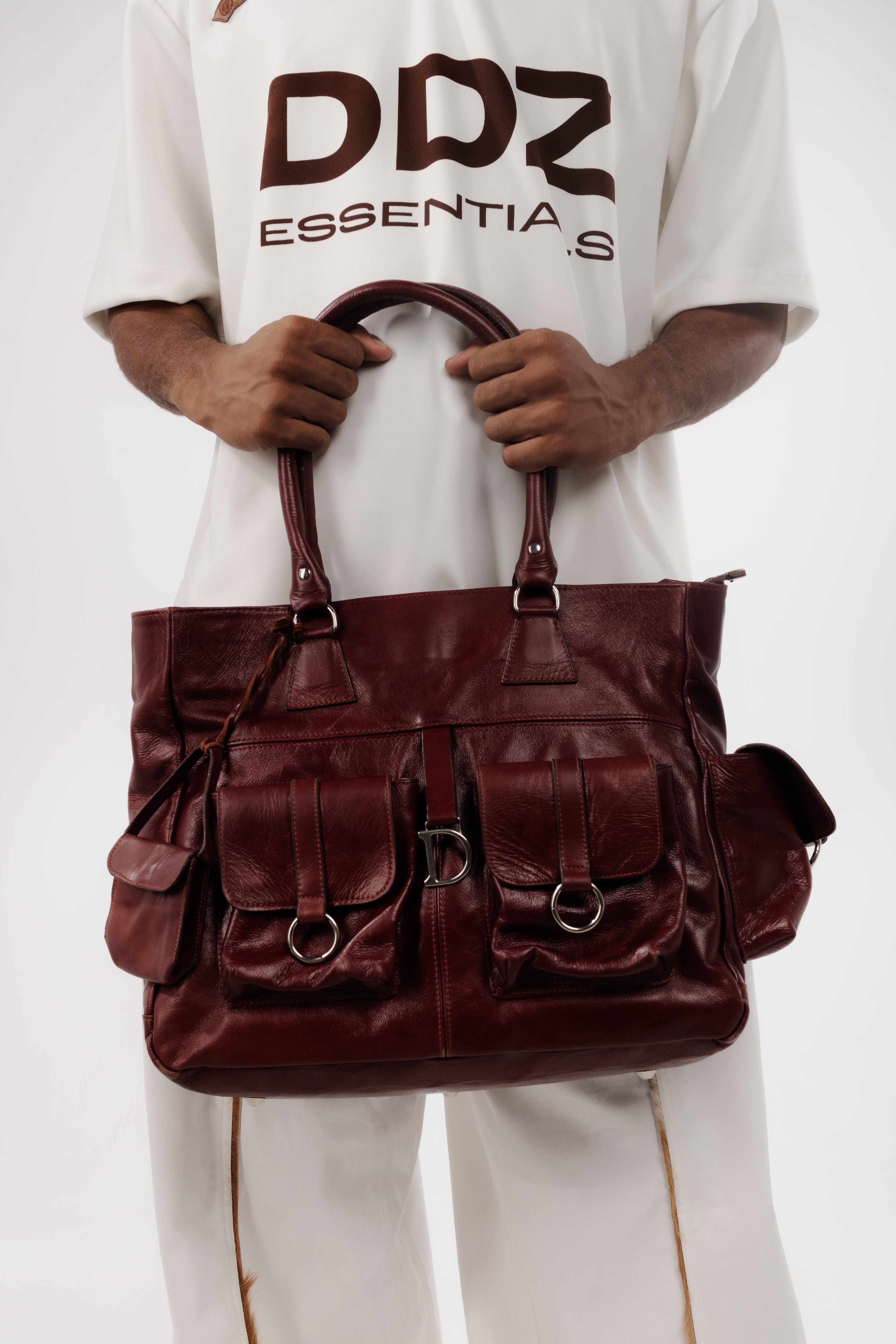 BOLSA CARGO COURO VERMELHO