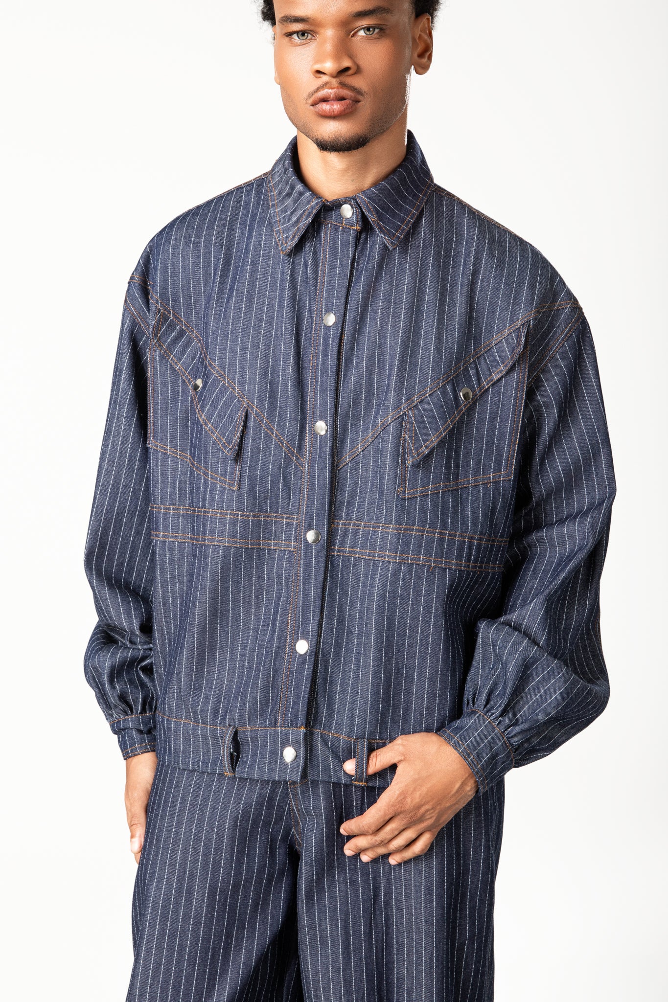 Jaqueta Jeans Risca de Giz