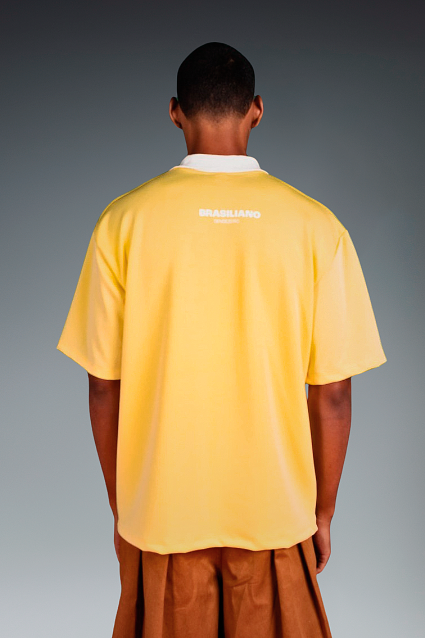 Camisa Brasiliana Amarela com Branco