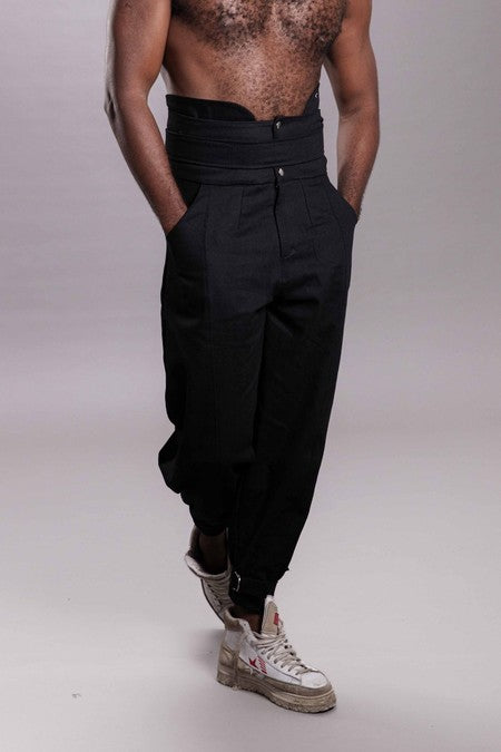 Black Embossed Trousers