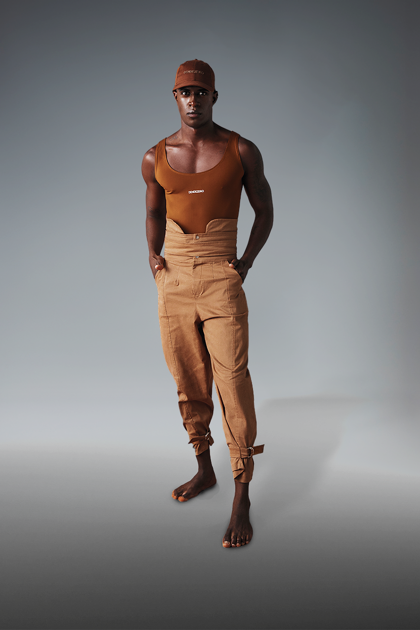 Brown Embossed Trousers