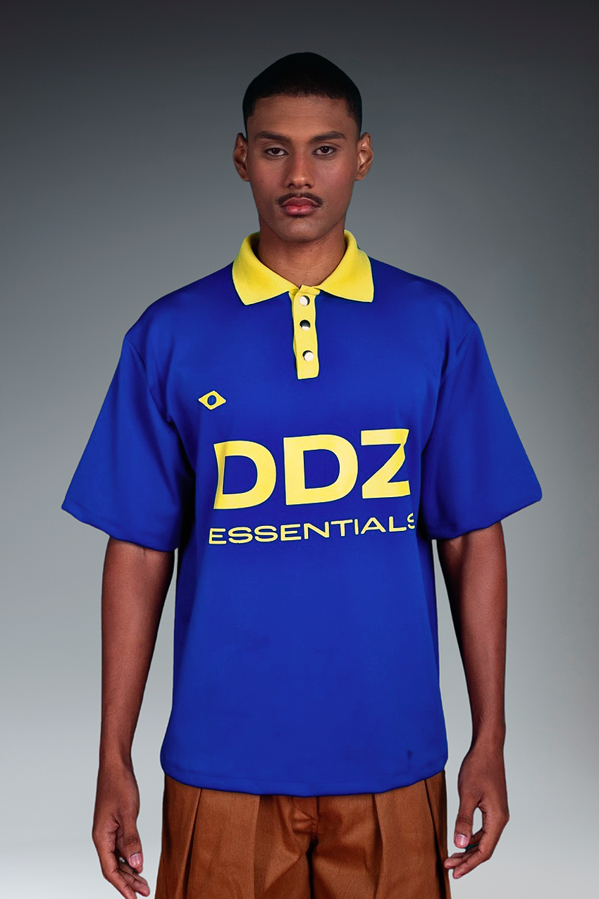 Camisa Brasiliana Azul com Amarelo