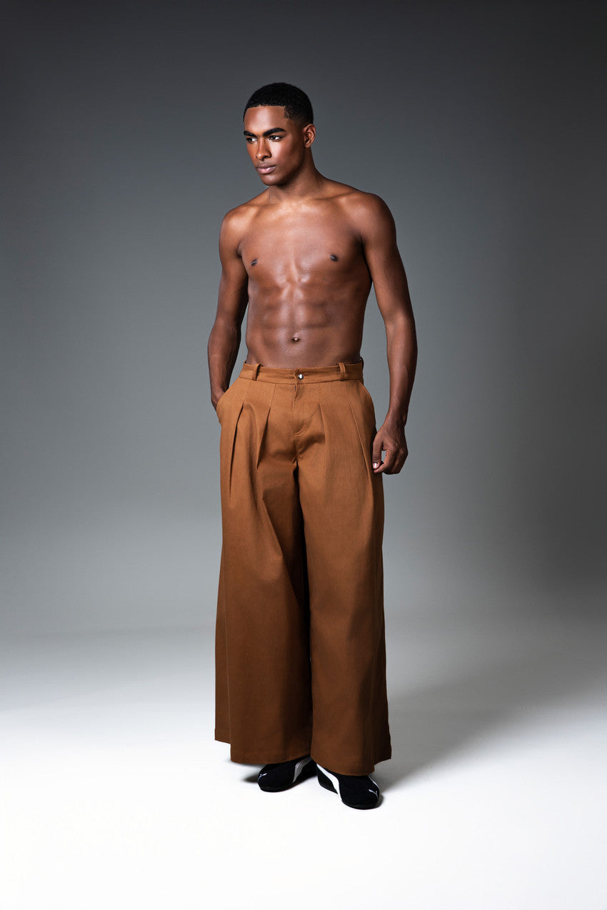 BROWN PLEATED PANTS