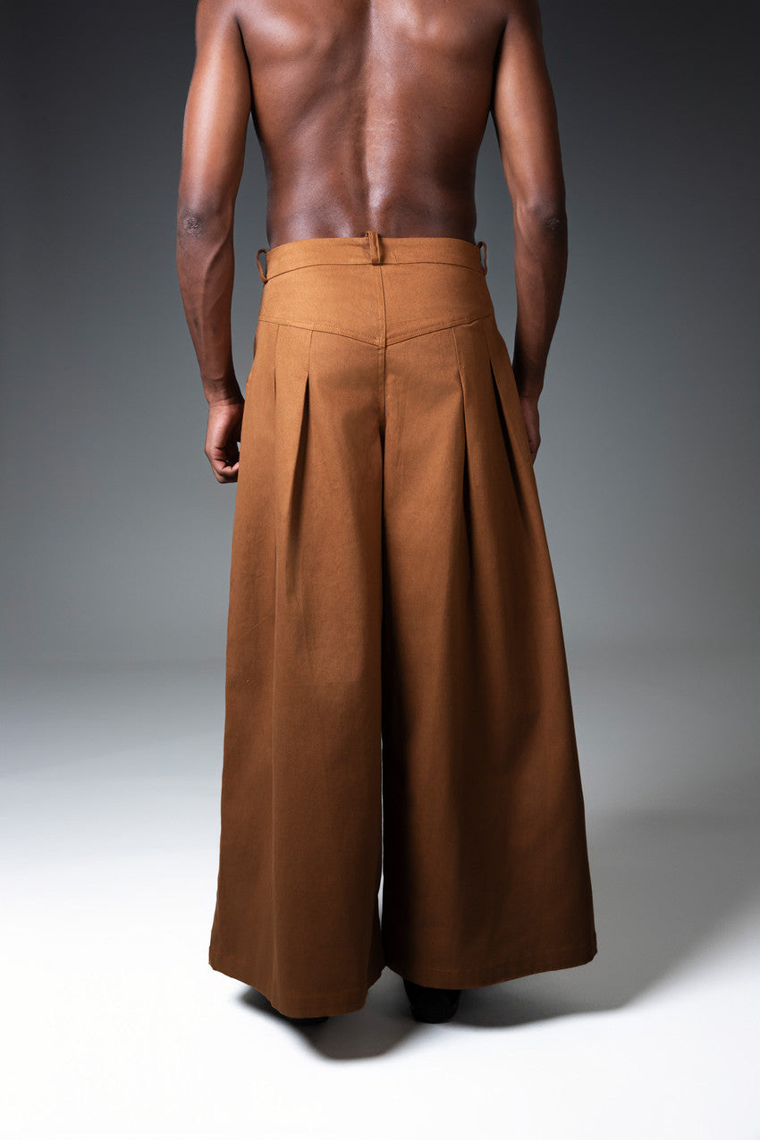 BROWN PLEATED PANTS