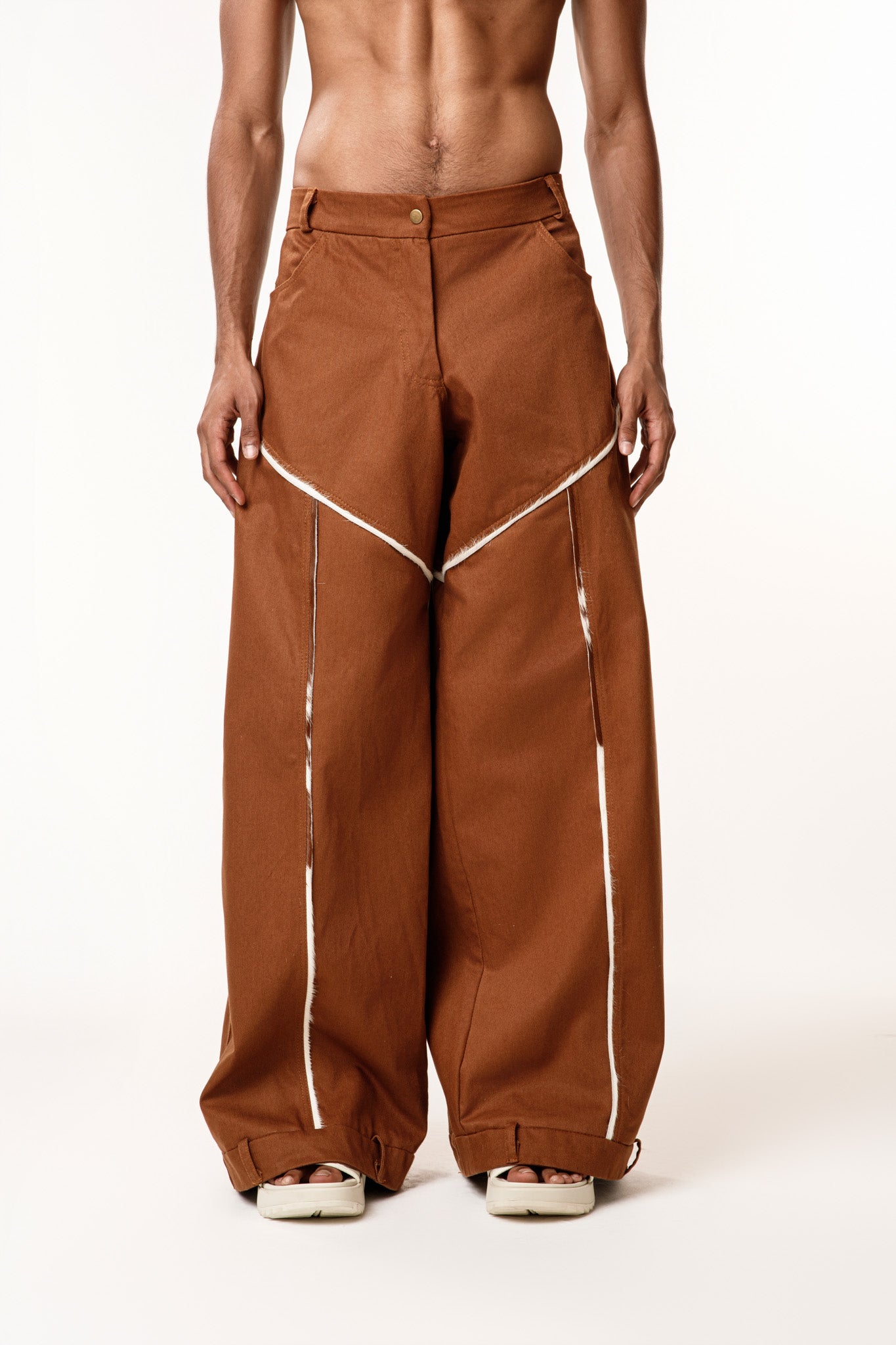 Brown Faux Leather Jeans