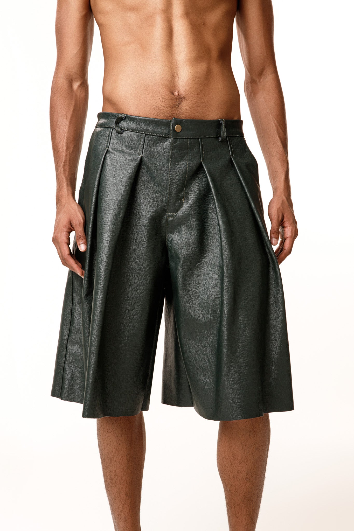Green Leather Shorts