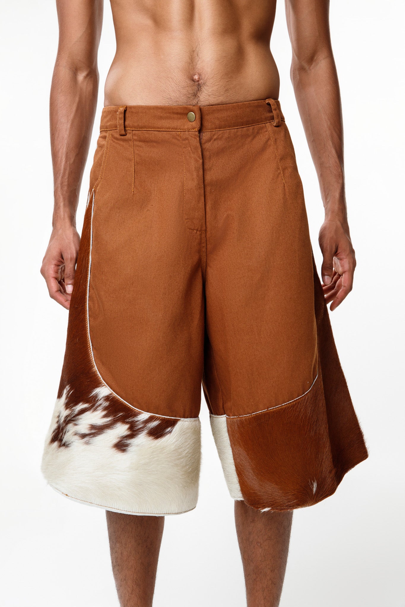 Leather Cut Shorts Jeans