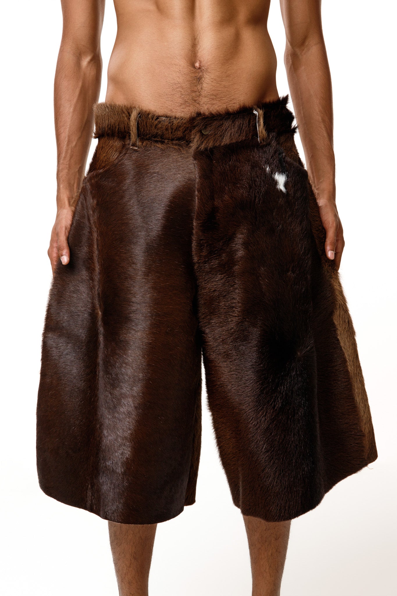 Furry Leather Shorts