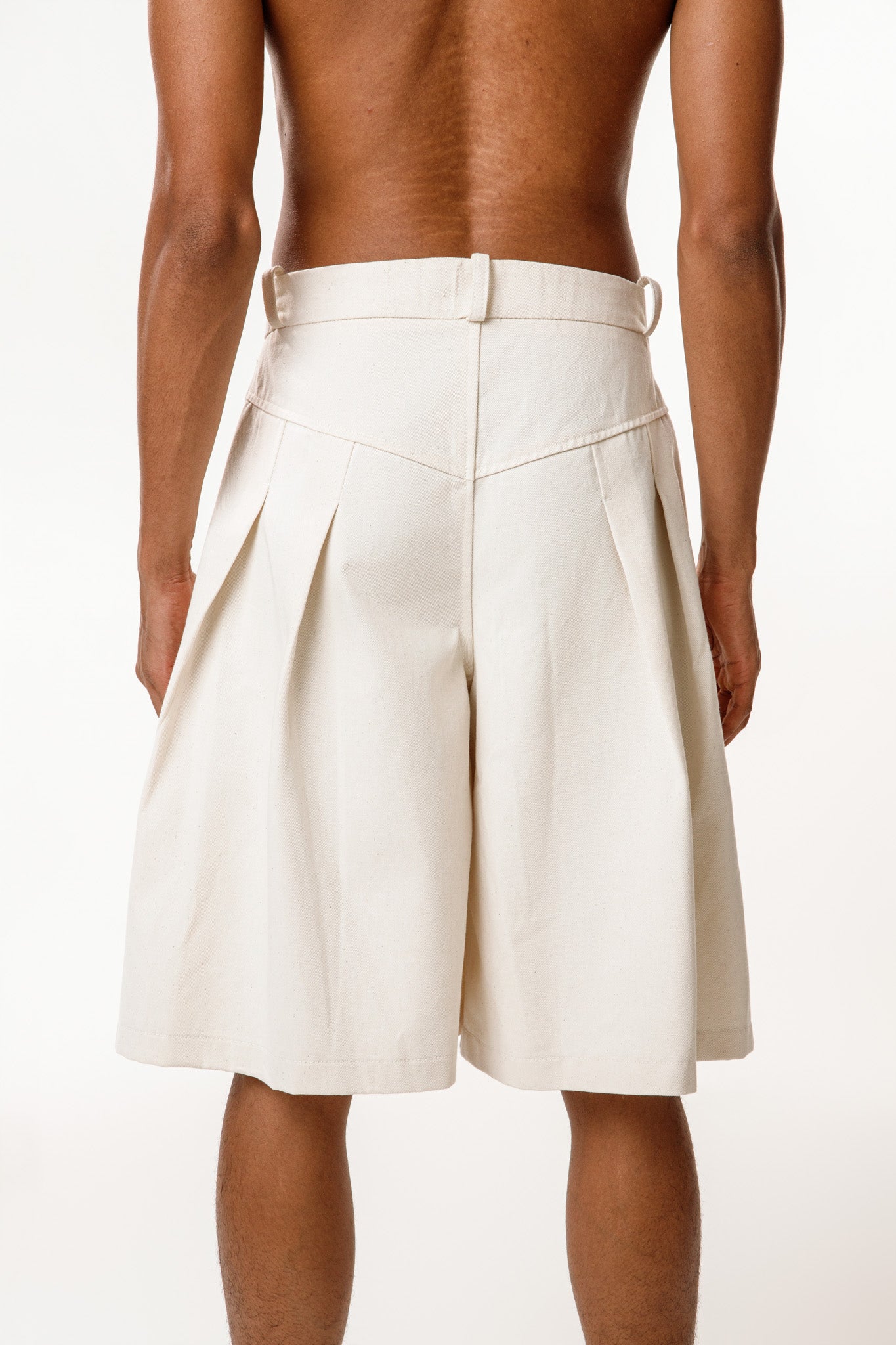 Off-White Pleated Bermuda Shorts