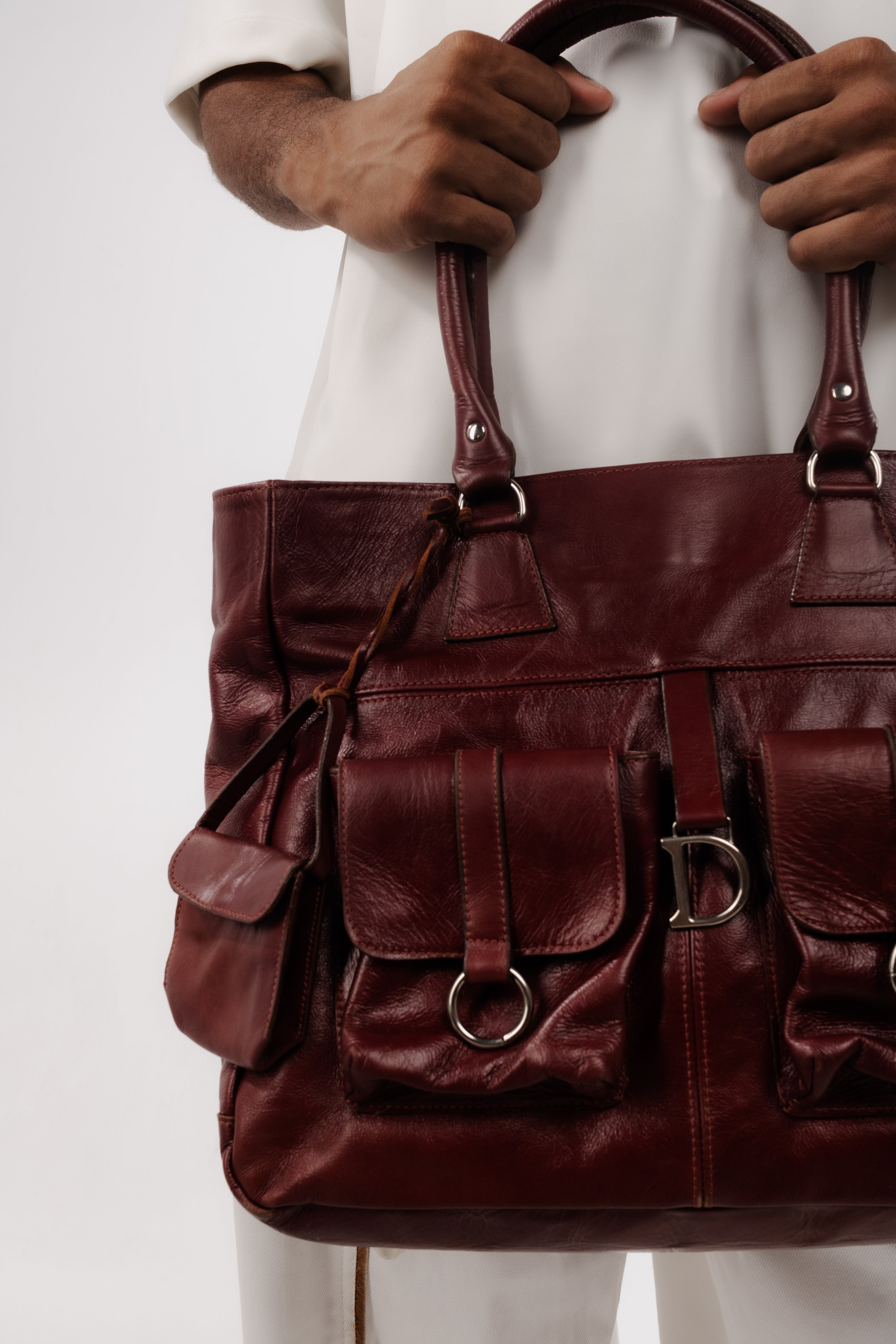 BOLSA CARGO COURO VERMELHO