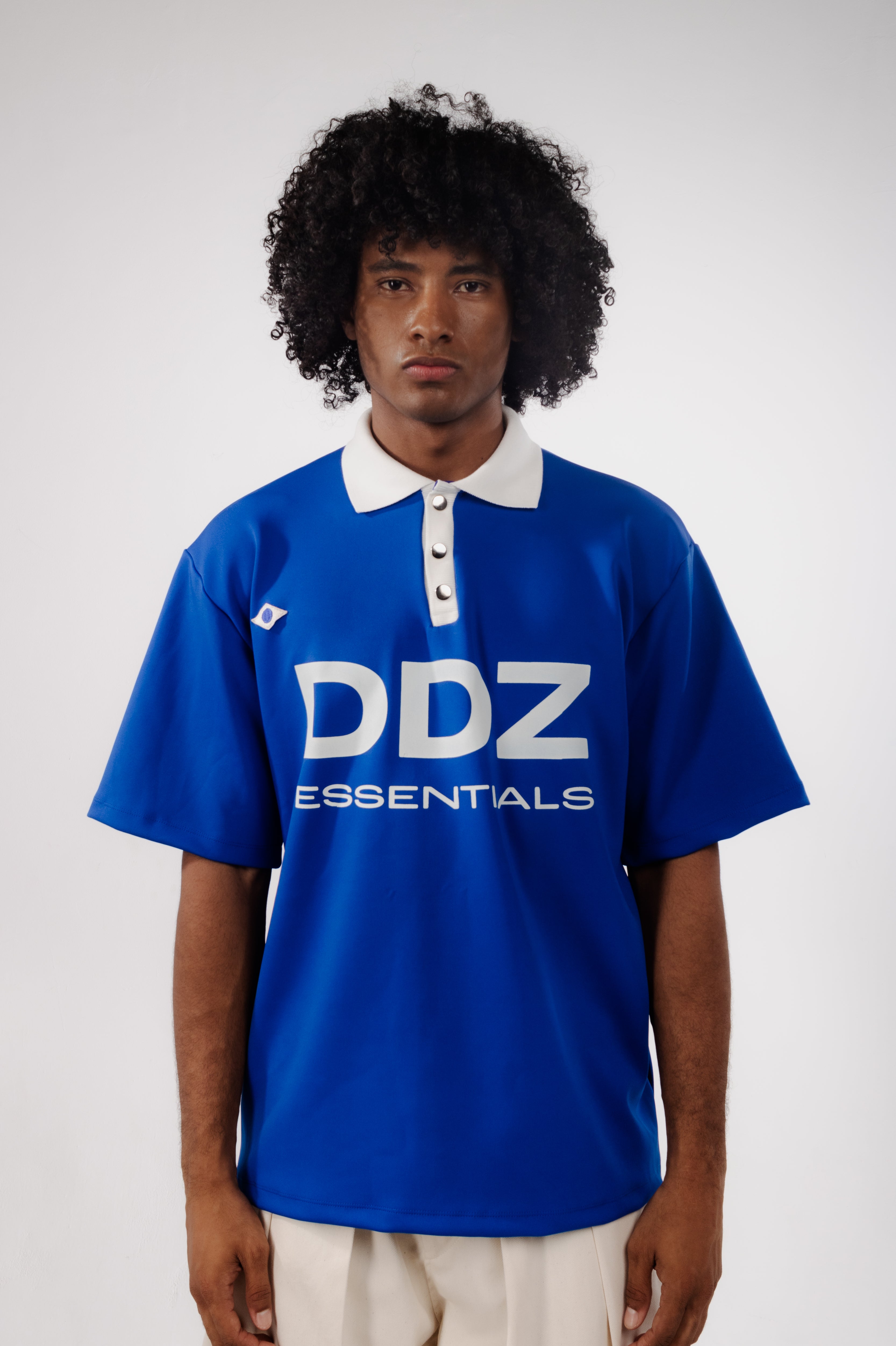 Camisa Brasiliana Azul com branco