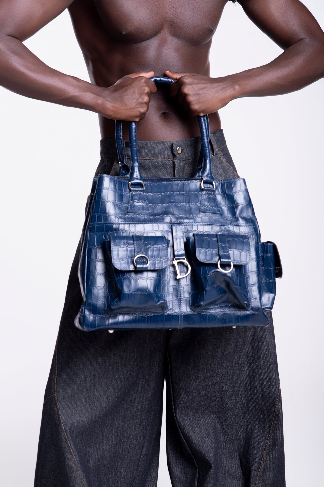maxi bag croco azul