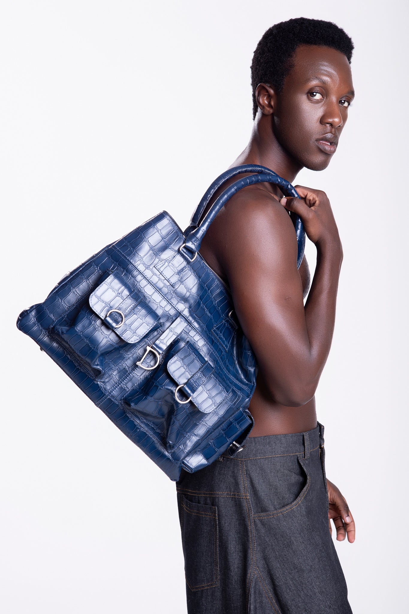 maxi bag croco azul